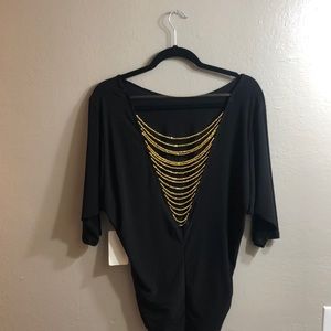 Dress top with beads and low cut back size XL